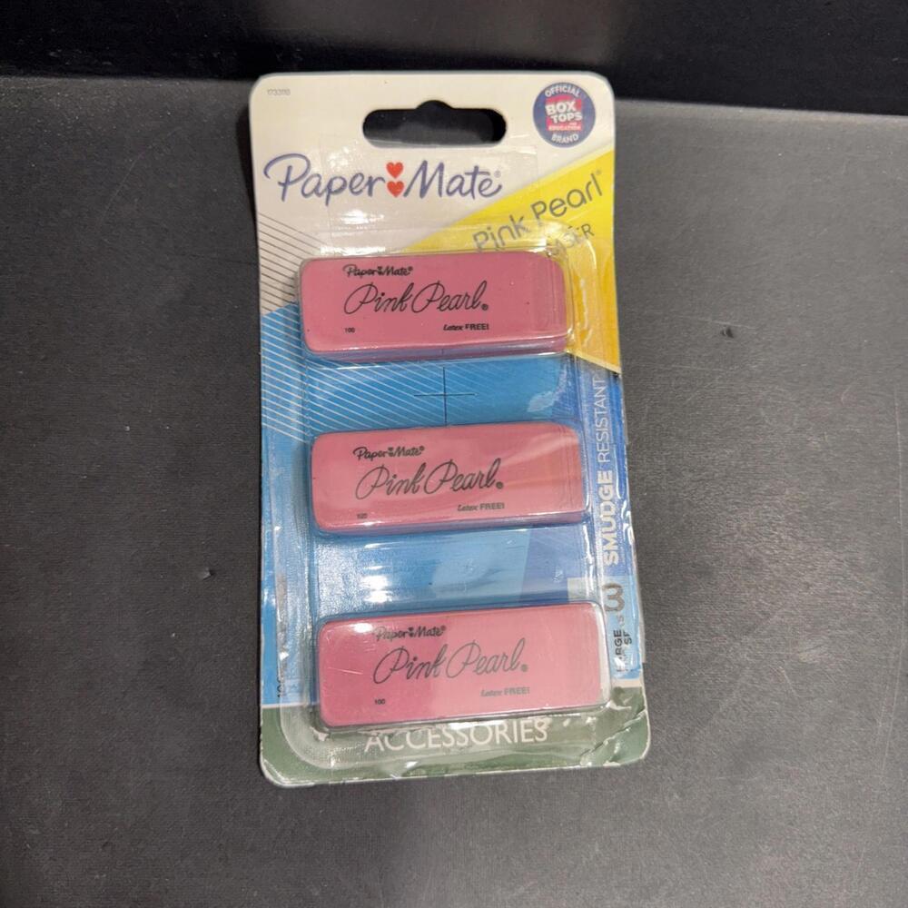 PAPERMATE Pink PEARL ERASERS 3‎ Pack Eraser LATEX FREE Pencil Mark Removers